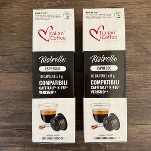 RISTRETTO ITALIAN COFFEE POD capsules K Cups Espresso Pack Of Two 10 Pods Each